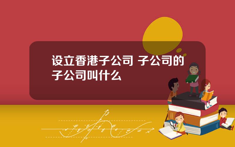 设立香港子公司 子公司的子公司叫什么